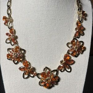 Anne Klein Gold-Tone Floral Crystal Statement Necklace